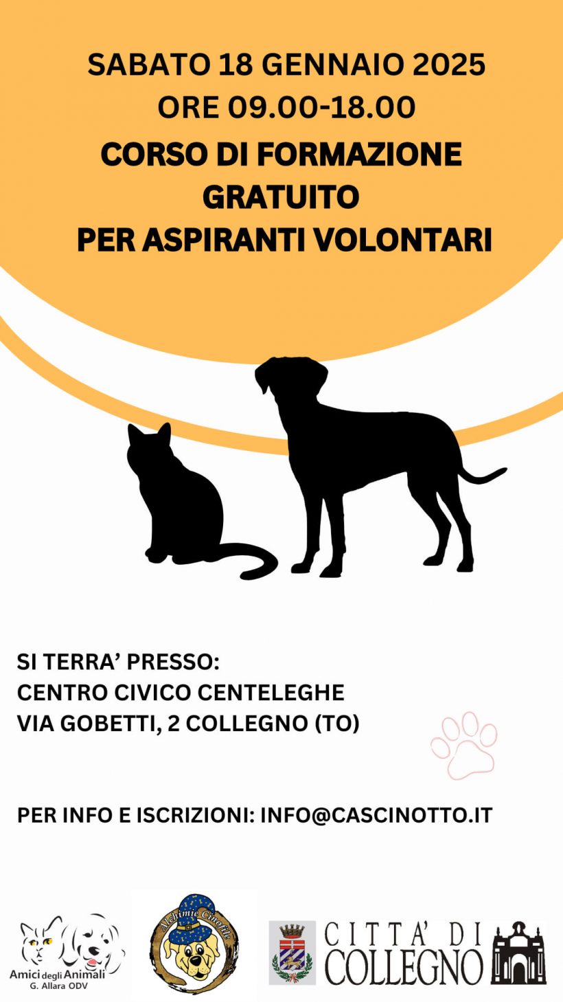 Corso di formazione volontari. Vi aspettiamo numerosi!