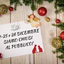 Chiusura al pubblico 24-25-26 dicembre!