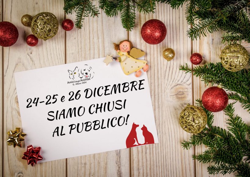 Chiusura al pubblico 24-25-26 dicembre!